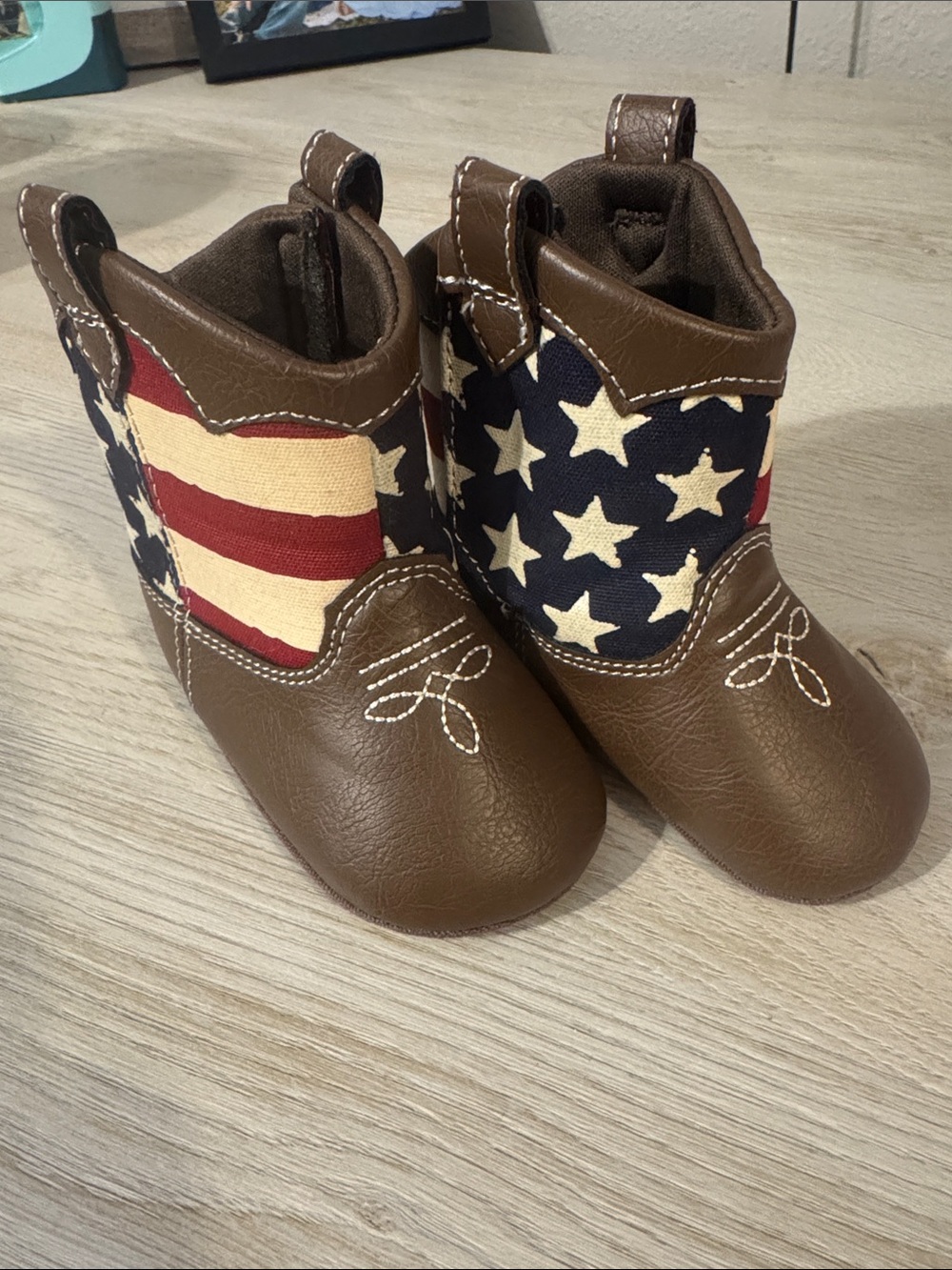 American Flag Baby Cowboy Boots Size 2 Patriotic Western